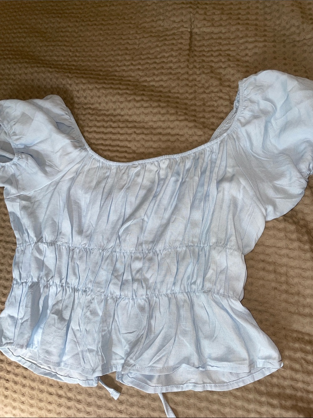 iris Light Blue Lace-Up Crop Top - Picture 5 of 5